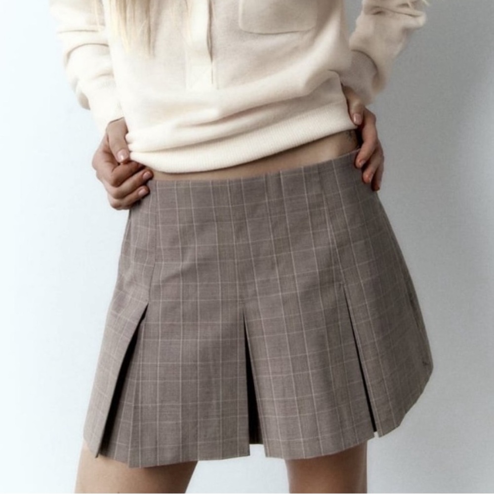 Zara Pleated Skirt with Shorts, Skort Plaid
